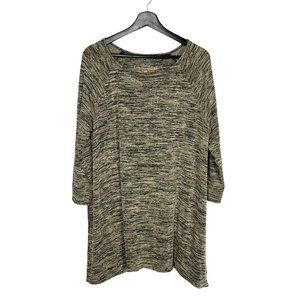 Soma Black Tan Long Sleeve Marled Tunic Top XL